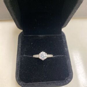 1 Carat Moissanite & Silver Solitaire Ring Size 6.5